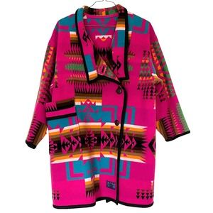 Rare Vintage Pendleton Beaver State Chief Joseph Pink Pattern Wool Blanket Coat